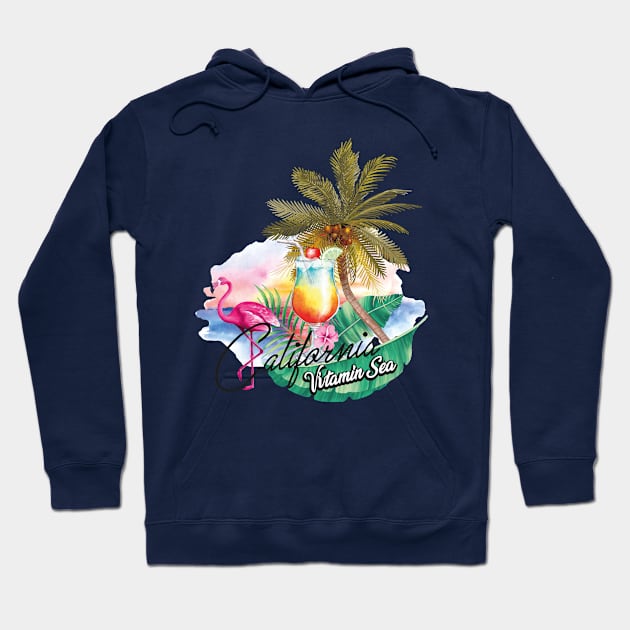 Huntington Beach California Surfer Hoodie by Meryarts